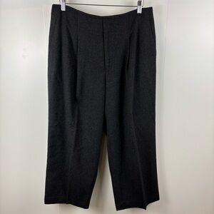 Club Monaco Barrel Leg Pleated Wool Blend Trousers Charcoal Grey Women's 12 Pant